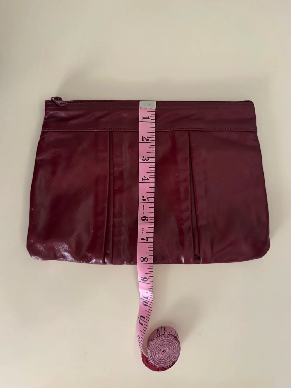 ♥️ Vintage Leather Clutch in Deep Wine Brick Red Burgundy Travel Accessories Bag
